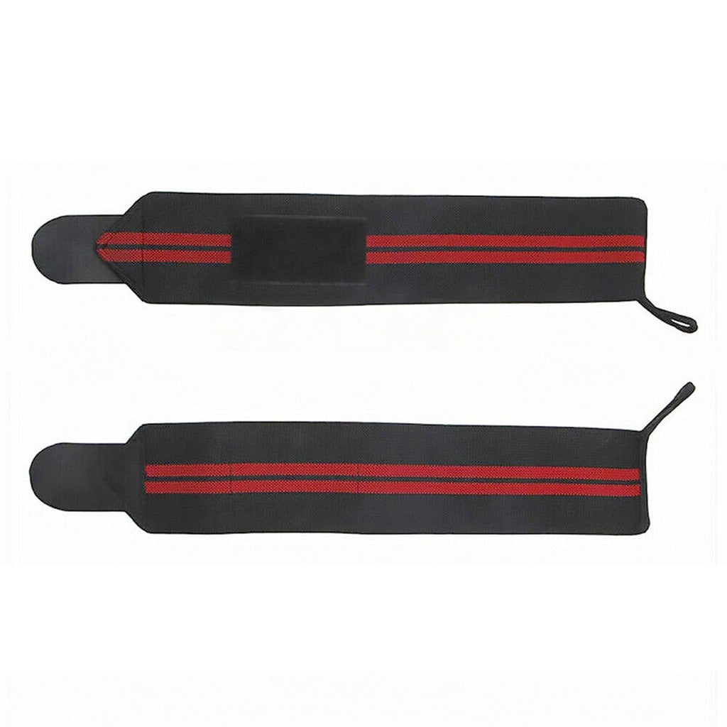 Gym Muscle Support Wrist Straps Weight Lifting Bodybuilding Wraps - Red