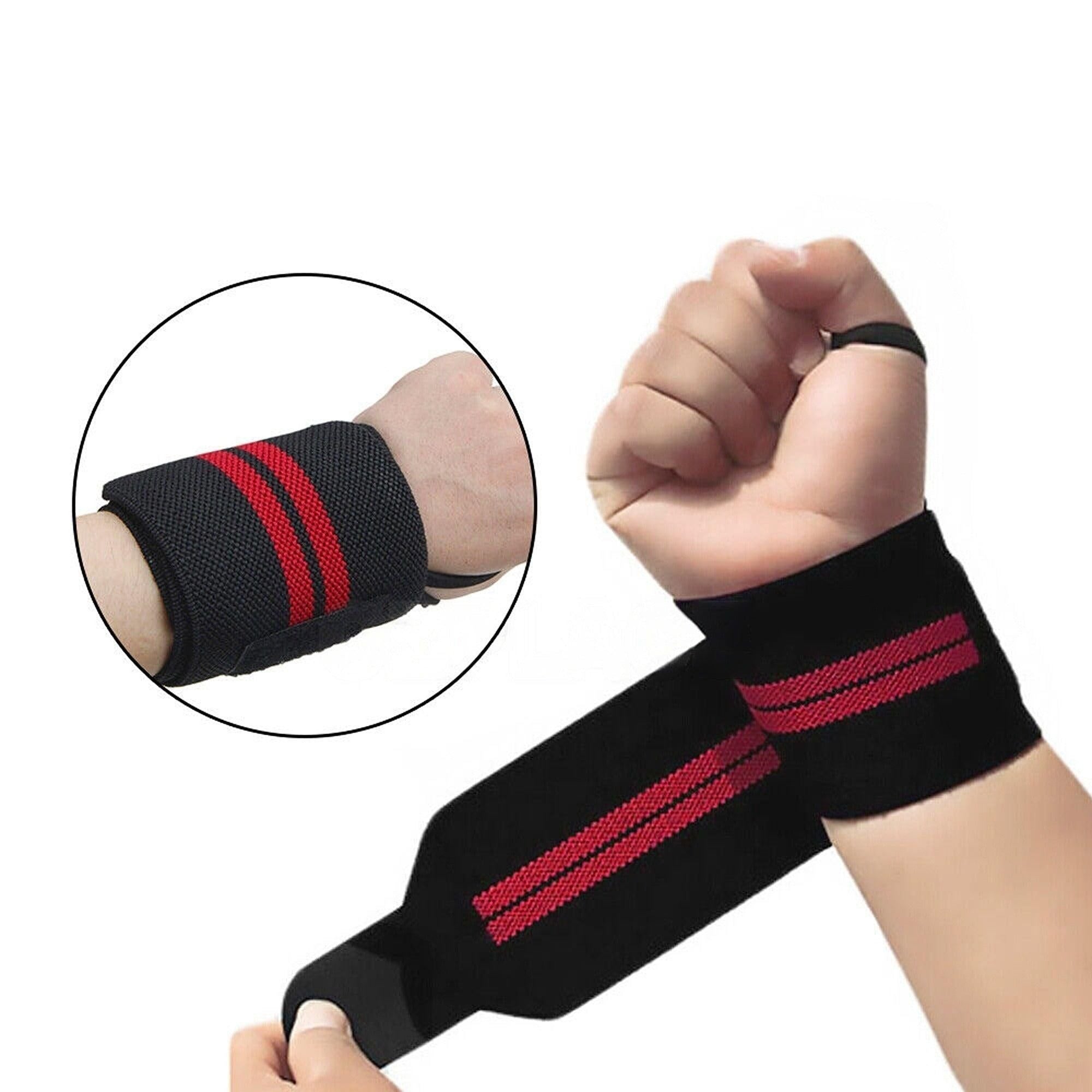Gym Muscle Support Wrist Straps Weight Lifting Bodybuilding Wraps - Red