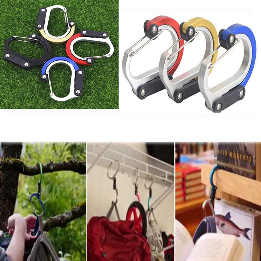 Travel Carabiner Clip Rotating Buckle Fastener for Luggage - Black