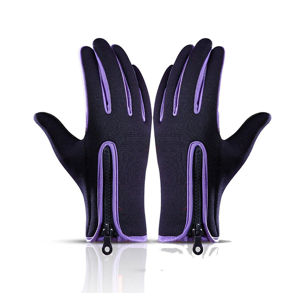 Touch Screen Snow Cycling Hand Gloves - Purple L