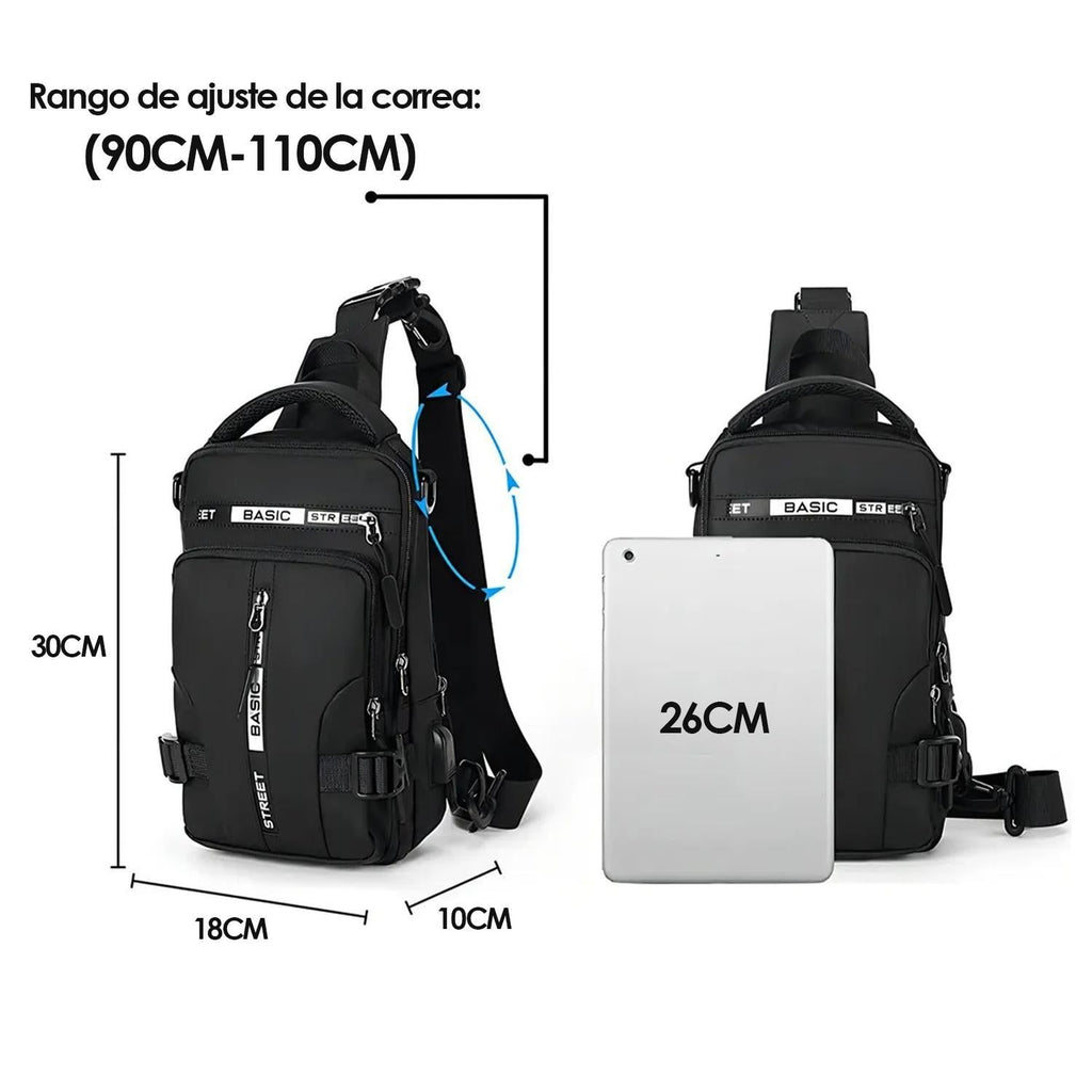 Men's Shoulder Bag with USB Charging Port Travel Backpack Messenger Bag Chest Bag Suitable for Outdoor Travel, Camping