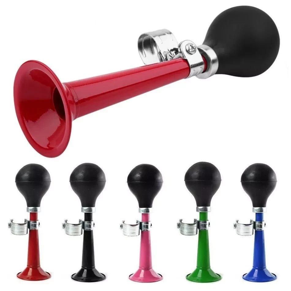 9inch Bicycle Air Horn Hooter Non-Electronic Retro Bike Bell Alarm Bugle Silicone - Pink