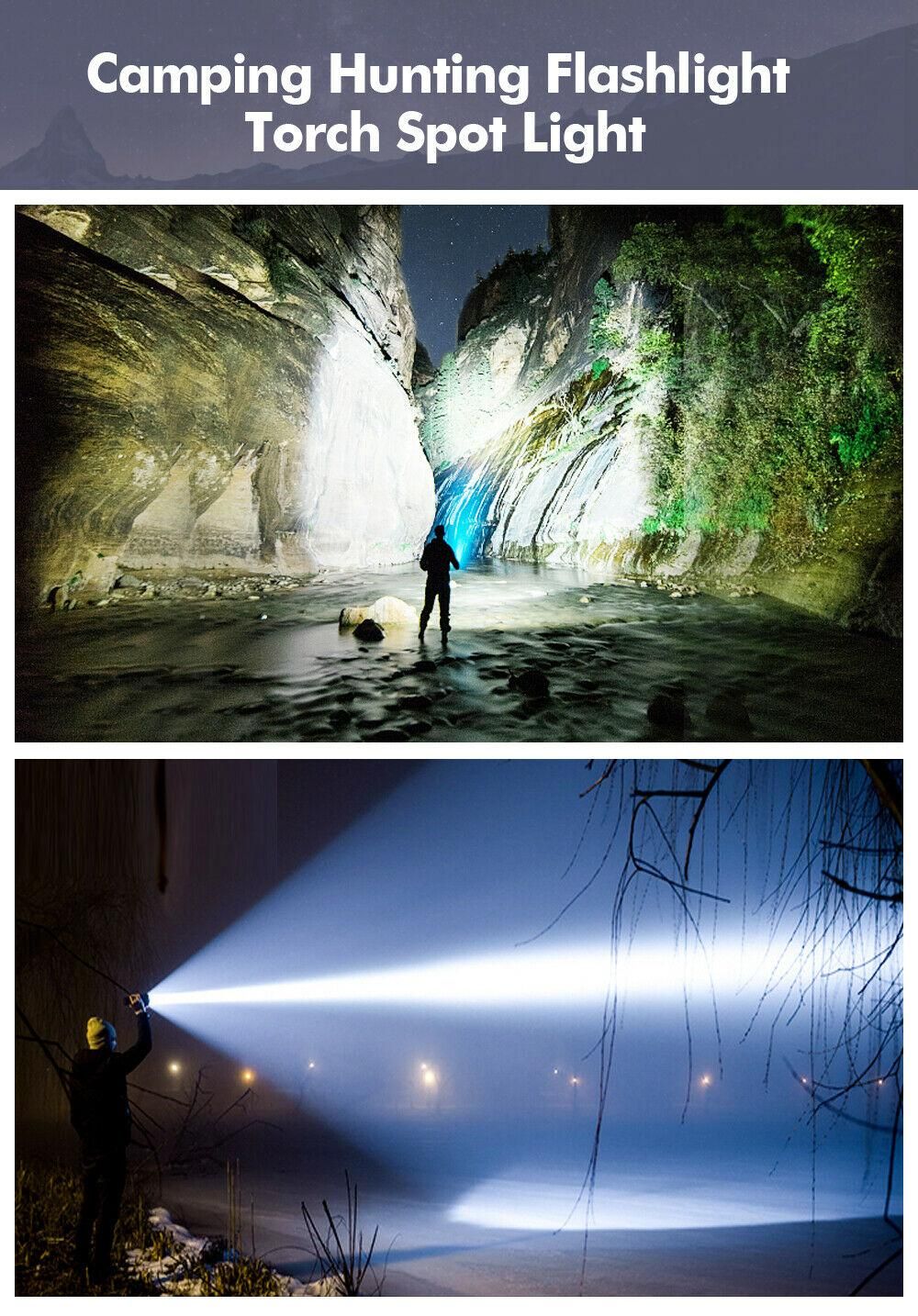 LED Handheld Spotlight Rechargeable Camping Hunting Flashlight Torch Spot Light