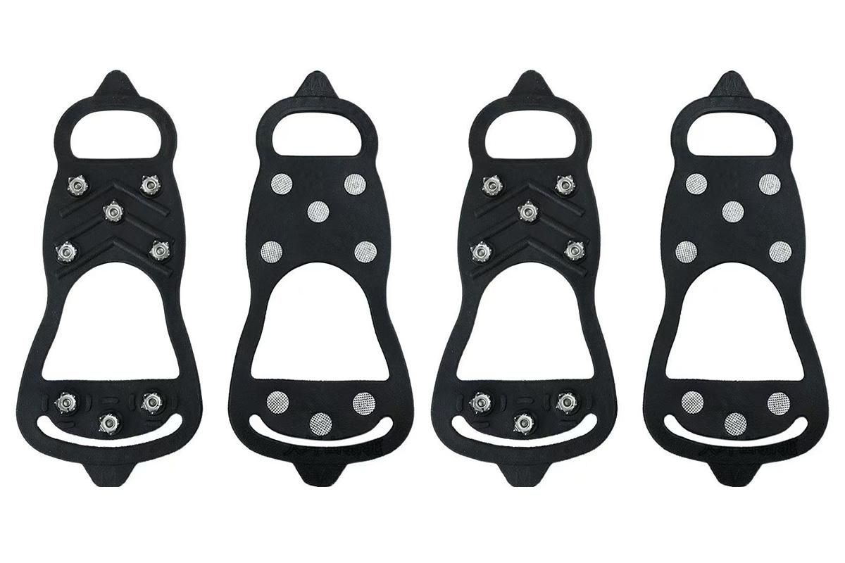 2 Pairs Ice Cleats Traction Crampons Snow Grips with 8 Spikes for Boots Shoes - For EU40-45