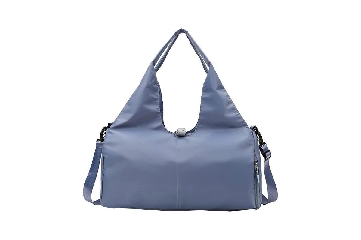 Gym Tote Bag with Shoe Compartment and Wet Dry Storage Pockets for Women Travel Duffel Bag Yoga Gym Bags with Yoga Mat Holder -Purple