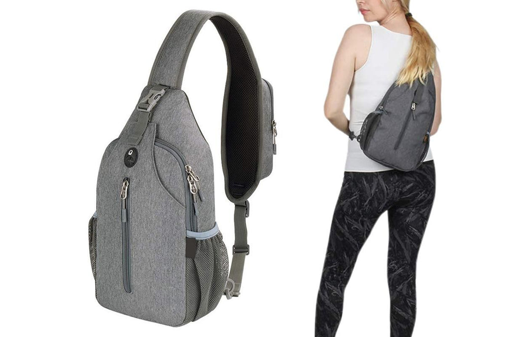 Water Resistant Crossbody Sling Backpack Sling Bag Travel Hiking Chest Bag Daypack - Dark Grey