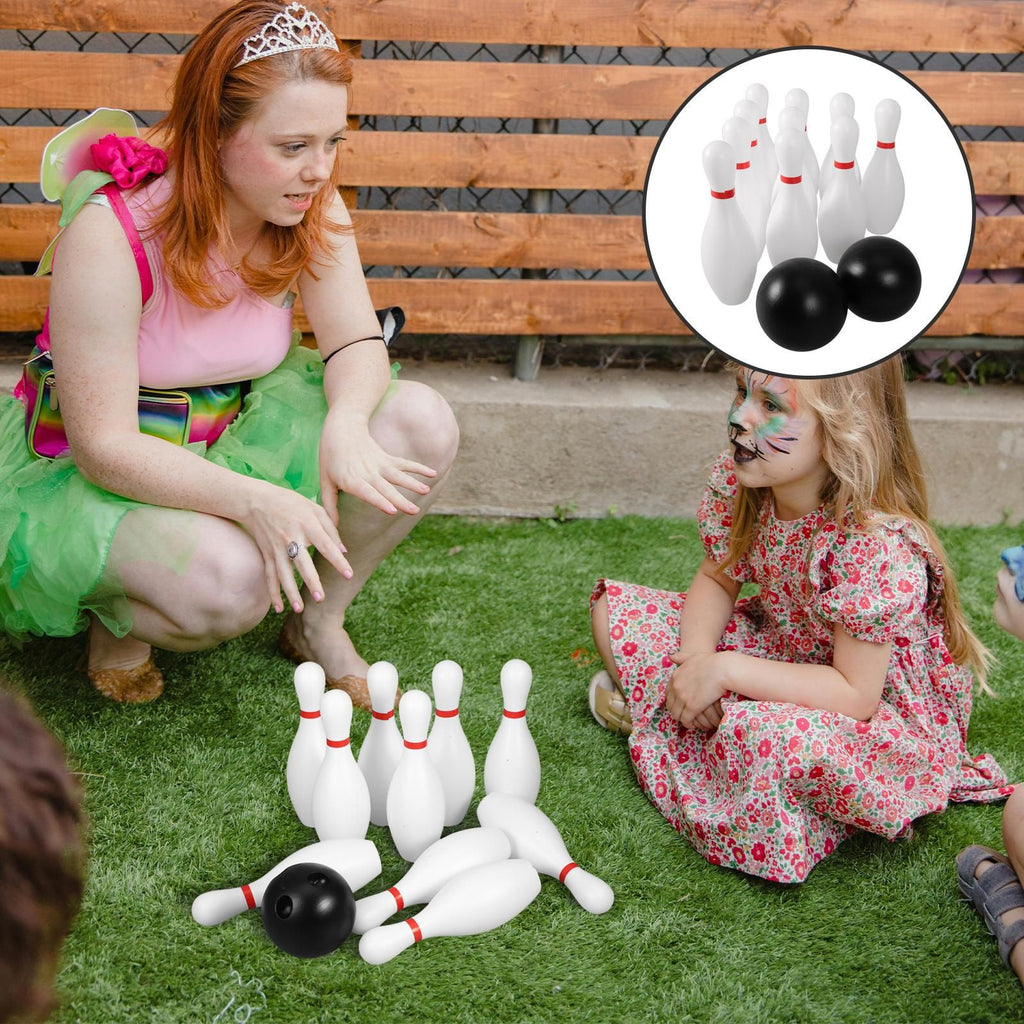 1 Set Miniature Bowling Balls: 5.9inch Plastic Bowling Pins With 2.7 Inch Black Balls - Indoors Sports Toy For