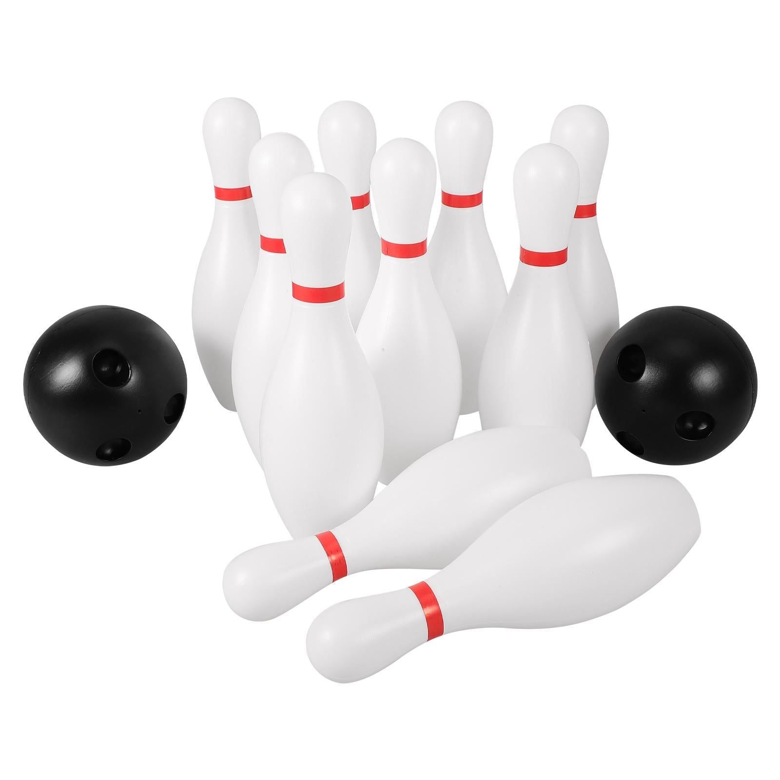1 Set Miniature Bowling Balls: 5.9inch Plastic Bowling Pins With 2.7 Inch Black Balls - Indoors Sports Toy For