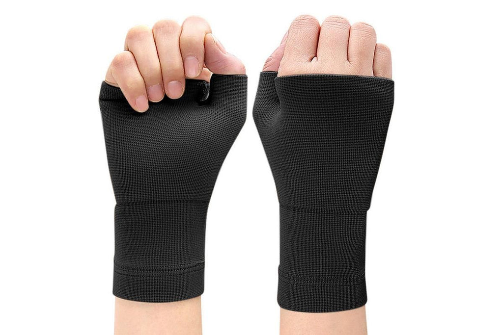 1Pair Wrist Brace Glove Sport Wrist Support for Fitness Weightlifting Black - L