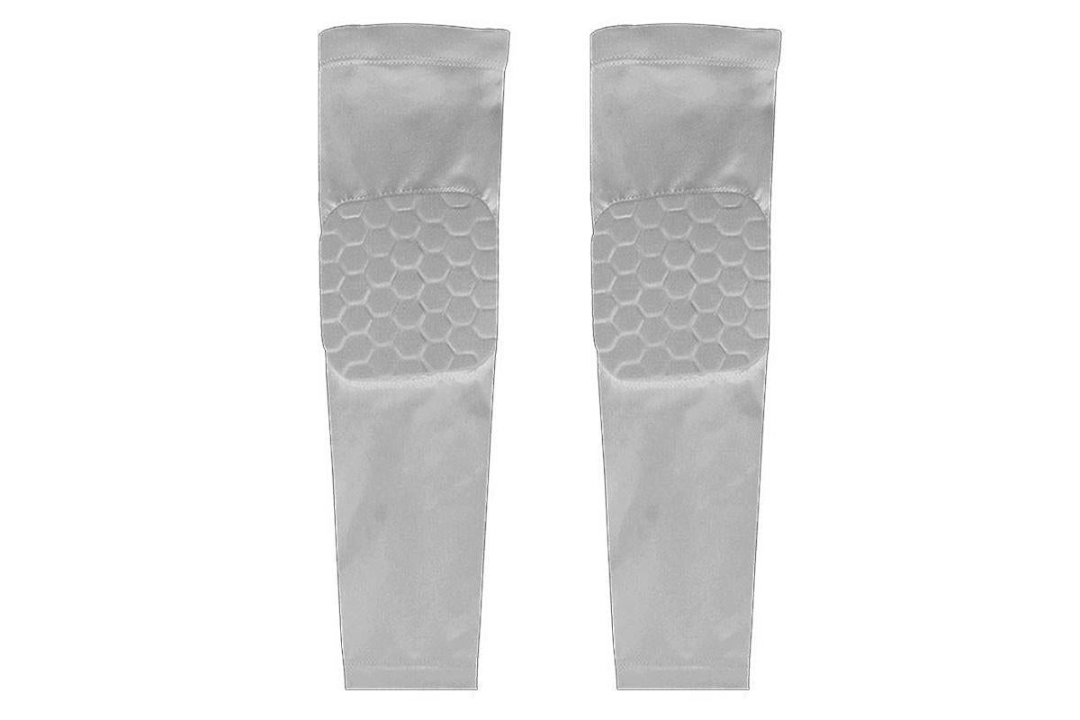 2 Pcs Tennis Elbow Compression Support Sleeve for Golfers Elbow Pain Relief Workout Weightlifting Elbow Brace with Honeycomb Lining -Light Gray / XL