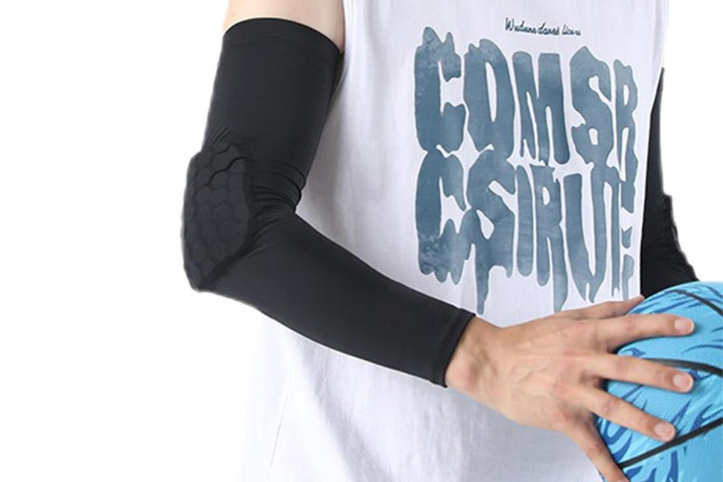 2 Pcs Tennis Elbow Compression Support Sleeve for Golfers Elbow Pain Relief Workout Weightlifting Elbow Brace with Honeycomb Lining -Black / 2XL