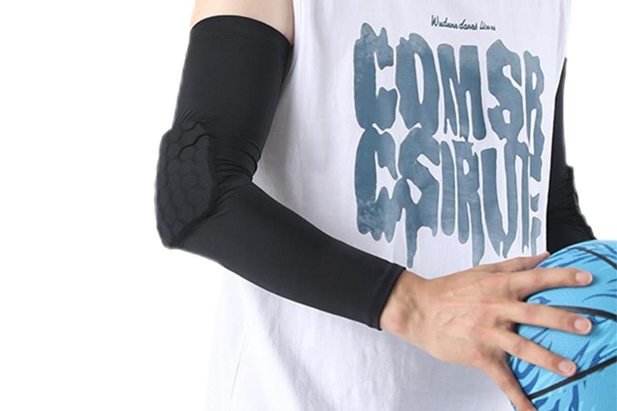 2 Pcs Tennis Elbow Compression Support Sleeve for Golfers Elbow Pain Relief Workout Weightlifting Elbow Brace with Honeycomb Lining -Black / M