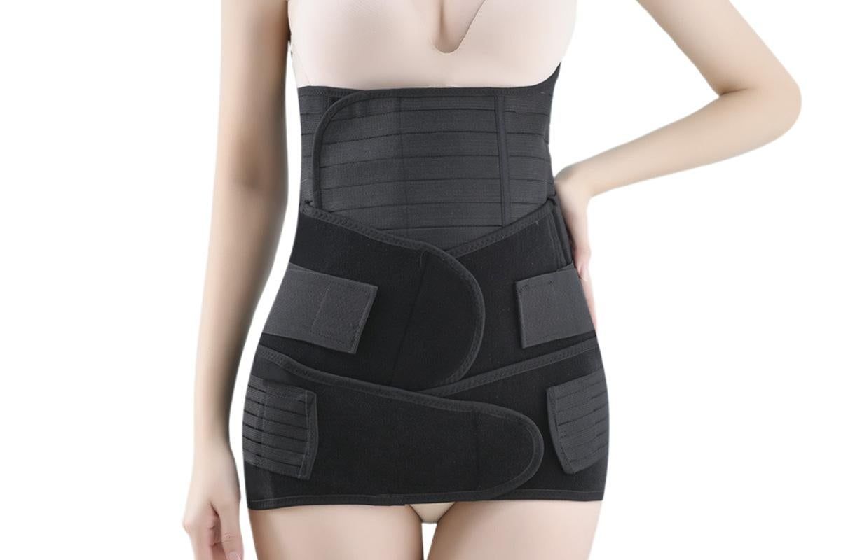 3 in 1 Postpartum Belly Band Waist Shapewear Recovery Girdle After Birth Support - Black & 2XL