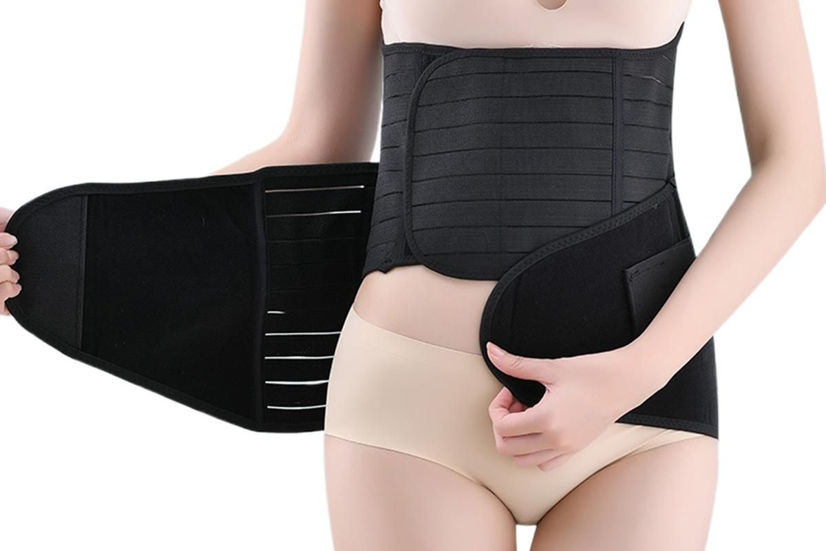 3 in 1 Postpartum Belly Band Waist Shapewear Recovery Girdle After Birth Support - Black & 2XL