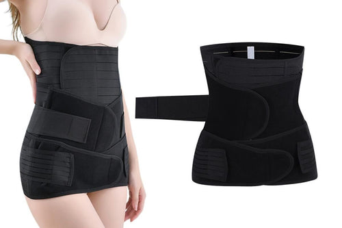 3 in 1 Postpartum Belly Band Waist Shapewear Recovery Girdle After Birth Support - Black & L