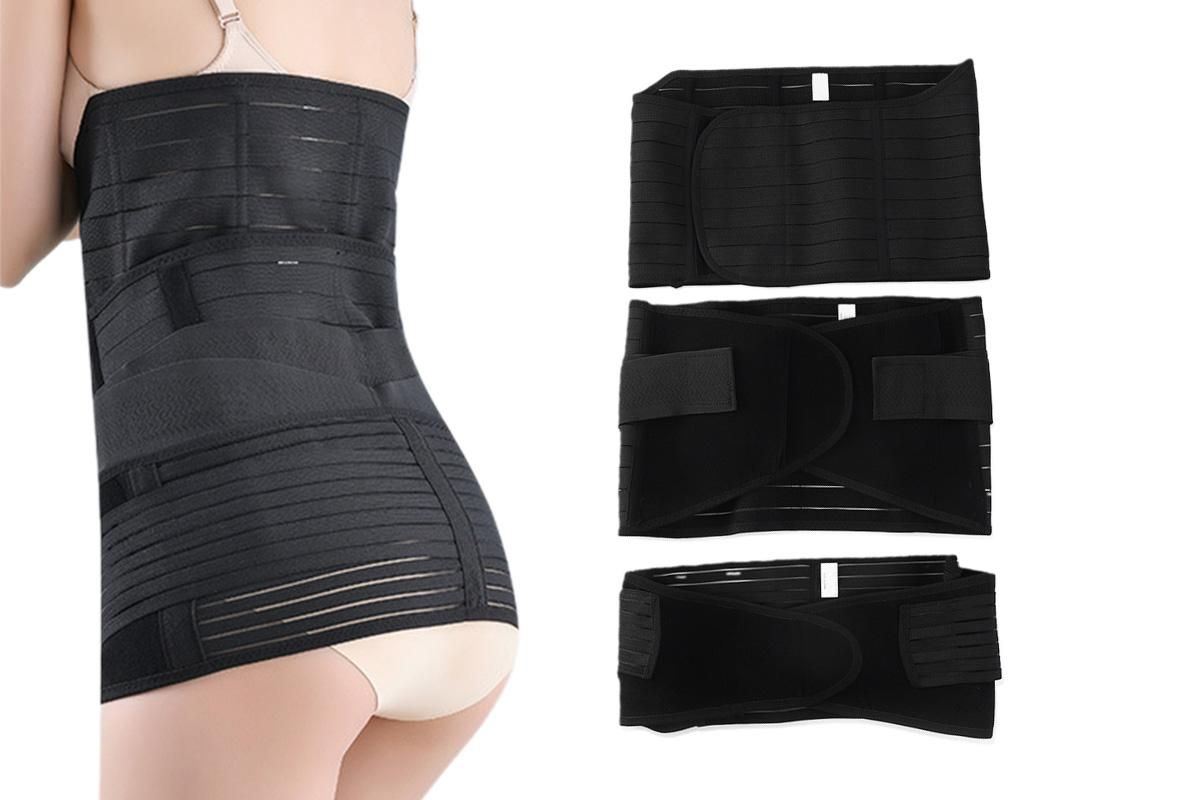3 in 1 Postpartum Belly Band Waist Shapewear Recovery Girdle After Birth Support - Black & XL