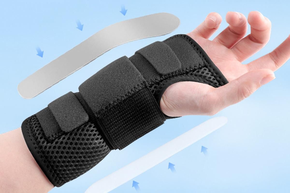 Adjustable Wrist Brace with Removable Steel Splint for Carpal Tunnel Support - Black & Left & M