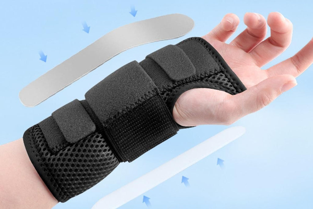 Adjustable Wrist Brace with Removable Steel Splint for Carpal Tunnel Support - Black & Left & S