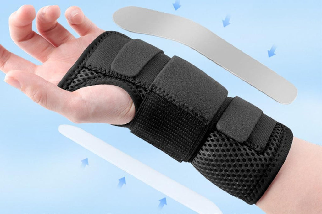 Adjustable Wrist Brace with Removable Steel Splint for Carpal Tunnel Support - Black & Right & M