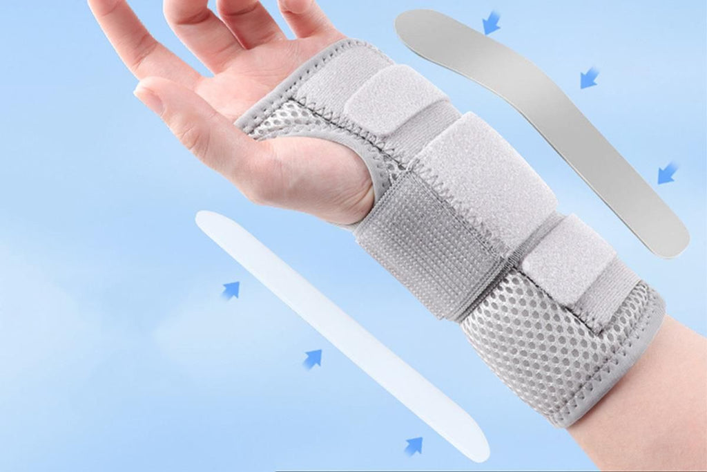 Adjustable Wrist Brace with Removable Steel Splint for Carpal Tunnel Support - Grey & Left & S