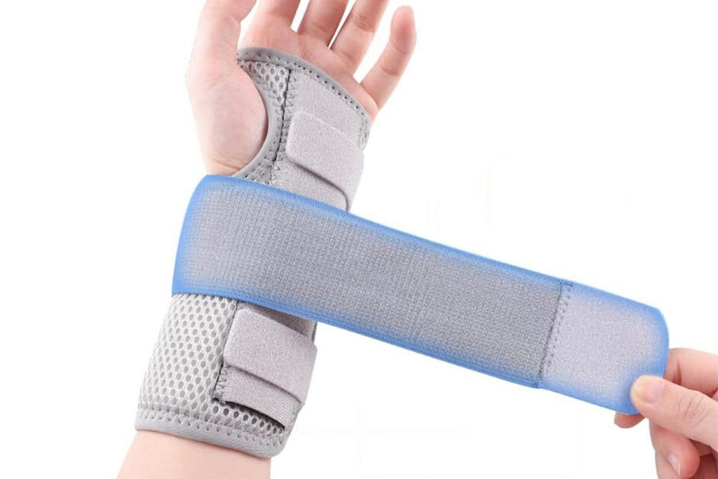 Adjustable Wrist Brace with Removable Steel Splint for Carpal Tunnel Support - Grey & Right & S