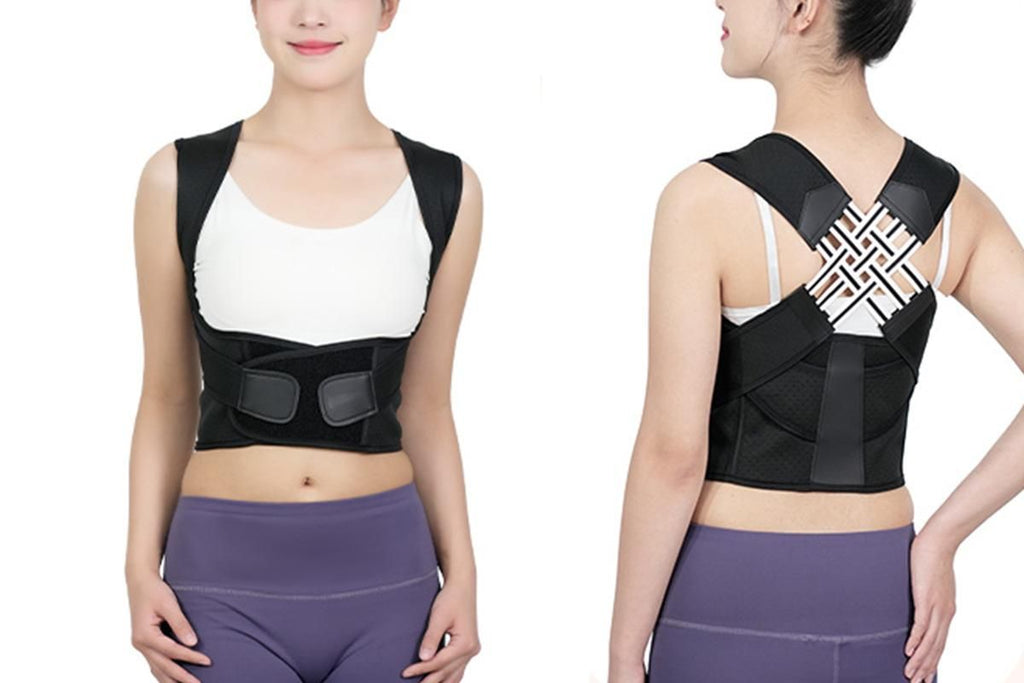 Adjustable Unisex Posture Corrector Shoulder Brace Belt Low Back Support For Women Men -Black / M