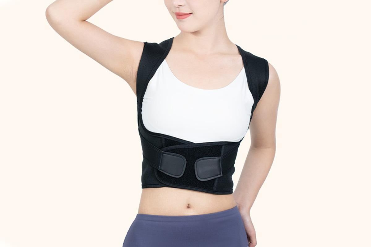 Adjustable Unisex Posture Corrector Shoulder Brace Belt Low Back Support For Women Men -Black / XL