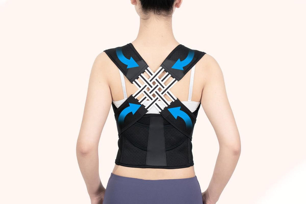 Adjustable Unisex Posture Corrector Shoulder Brace Belt Low Back Support For Women Men -Black / XL