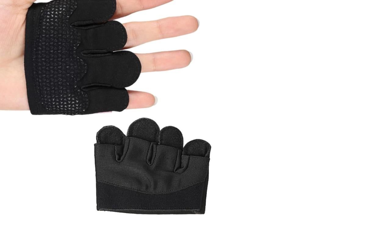 Breathable Workout Gloves Silicone Grip Half-Finger Gym Gloves for Weightlifting & Yoga - Black & L