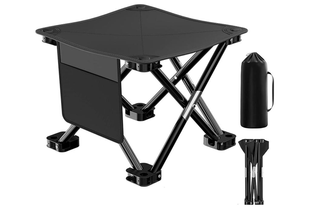 Portable Folding Camping Stool for Fishing Hiking Camping Seat with Carry Bag -Beige / L