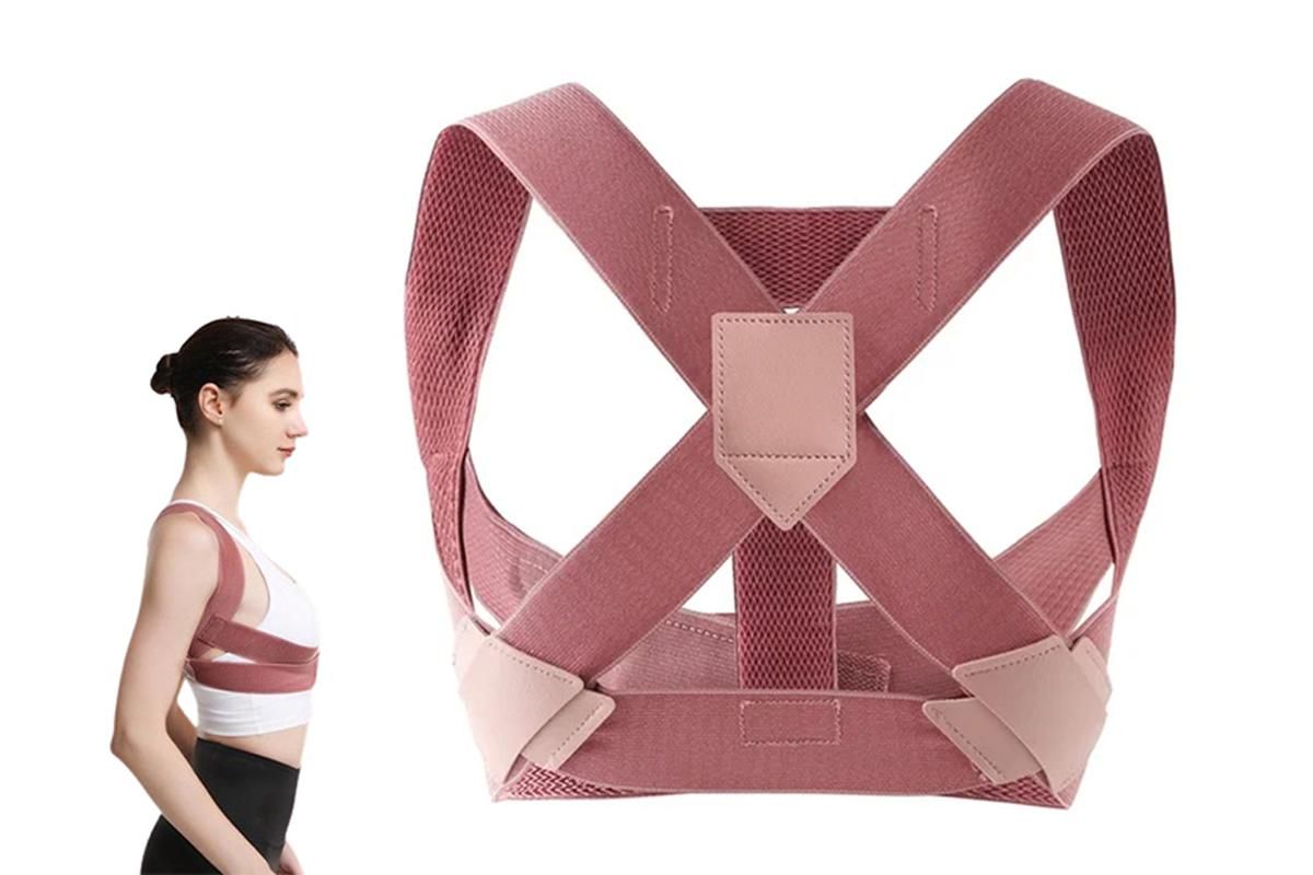Posture Corrector Clavicle Support Back Straight Shoulders Brace Strap -Pink / M