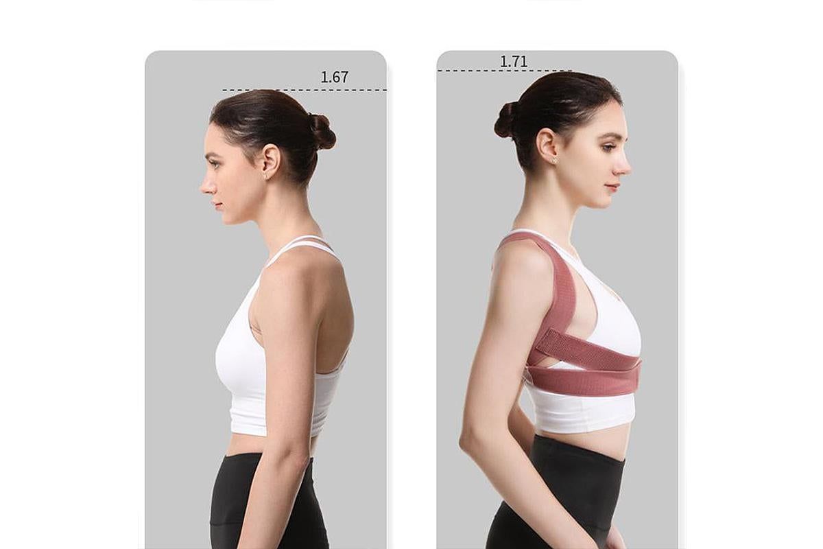 Posture Corrector Clavicle Support Back Straight Shoulders Brace Strap -Pink / S