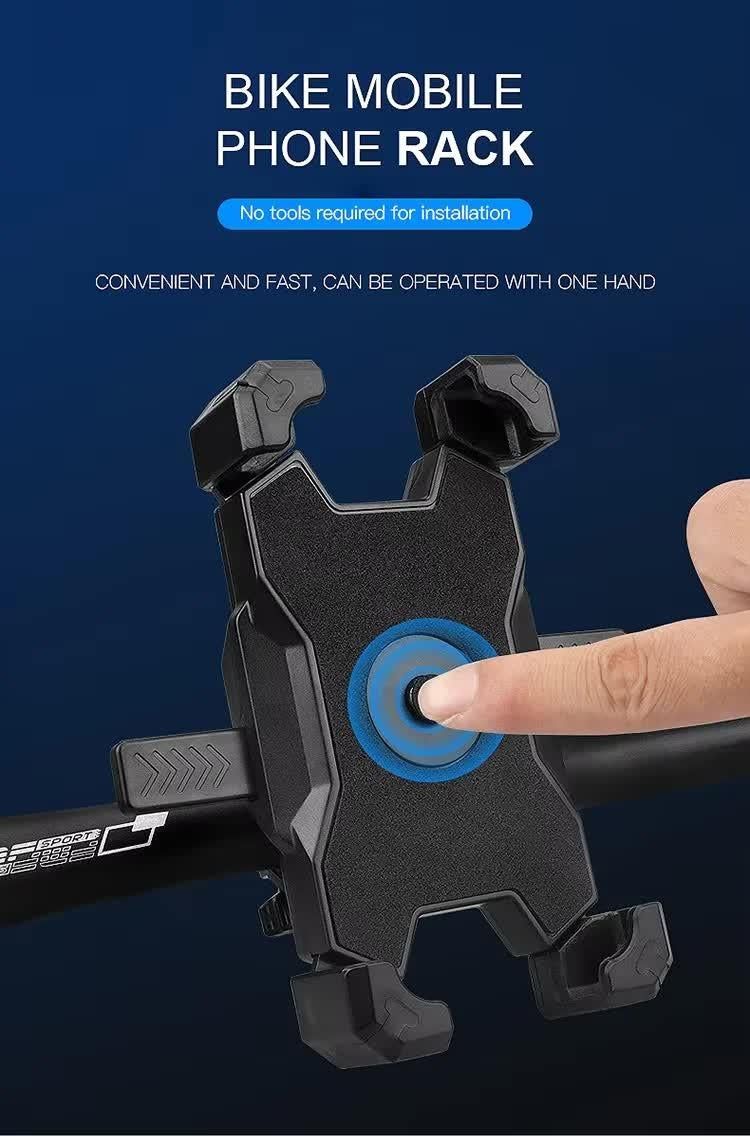 Black Secure Grip Bike Phone Mount Adjustable 360 Rotation Bicycle Handlebar Holder Universal Cradle For Mtb & Road Cycling Mounts & Holders