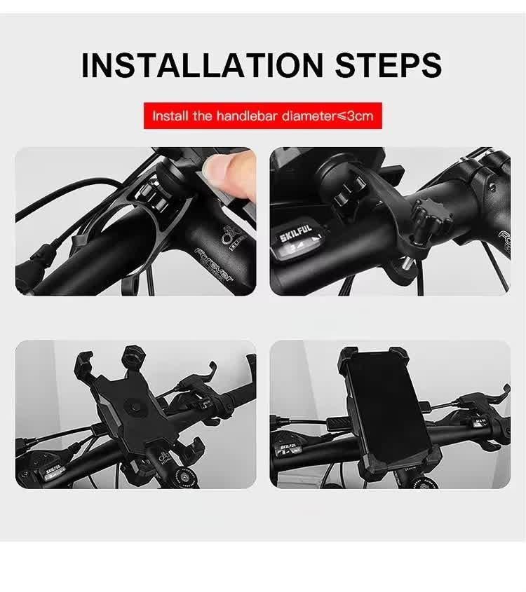 Blue Secure Grip Bike Phone Mount Adjustable 360 Rotation Bicycle Handlebar Holder Universal Cradle For Mtb & Road Cycling Mounts & Holders