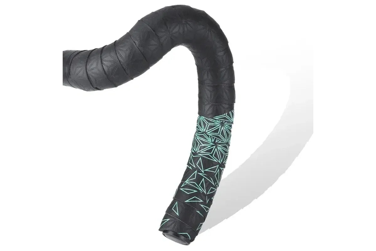 Road Bike Handlebar Tape AntiSlip AntiVibration PU with Bar End Plugs - Triangle Green