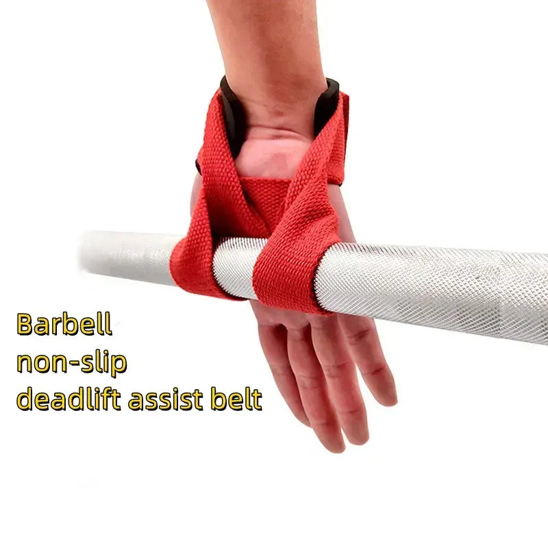 Gym Lifting Straps Barbell Deadlift Booster Belt Fitness Anti-slip Hand Wraps Wrist Straps Fitness Training Auxiliary Belt - Red M