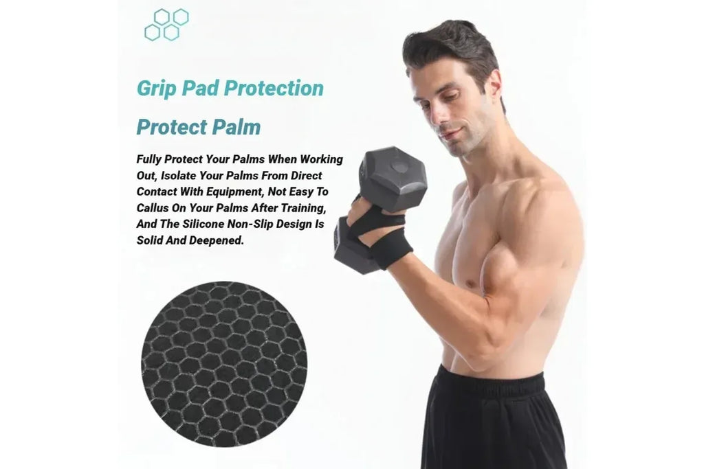 Half Finger Training Sport Gloves For Men Women Workout Fitness Body Building Weightlifting Gym Hand Wrist Protector Dumbbells - Black (1pair) M