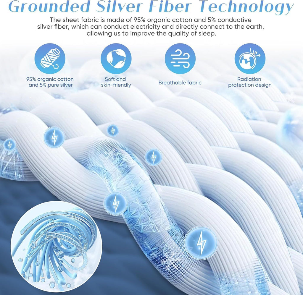 Bed Earthing Fitted Sheet AU Plug Grounding Connection Cord Conductive Mat Fiteed(White, Double 137x190cm+33cm)