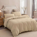 3 Piece Hotel Soft Microfiber Quilt Cover Set-2000TC Duvet/Donna Cover Set & Pillowcases -1 Quilt Cover Zipper Closure & 1 x Pillowcases-Breathable Bedding - Wrinkle, Fade, Stain Resistant(Camel Beige,King)