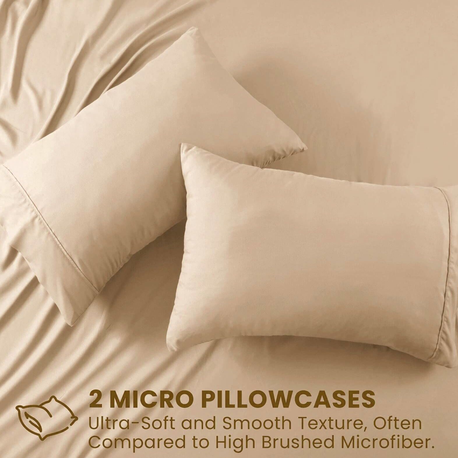 3 Piece Hotel Soft Microfiber Quilt Cover Set-2000TC Duvet/Donna Cover Set & Pillowcases -1 Quilt Cover Zipper Closure & 1 x Pillowcases-Breathable Bedding - Wrinkle, Fade, Stain Resistant(Camel Beige,King)