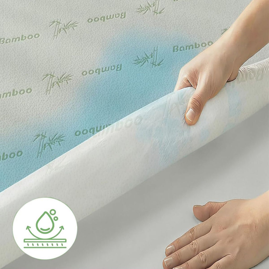Bamboo Mattress Protector,Breathable Waterproof Mattress Cover,3D Air Fabric Cooling Bed Pad Cover, Deep Pocket 40cm(King,Green)