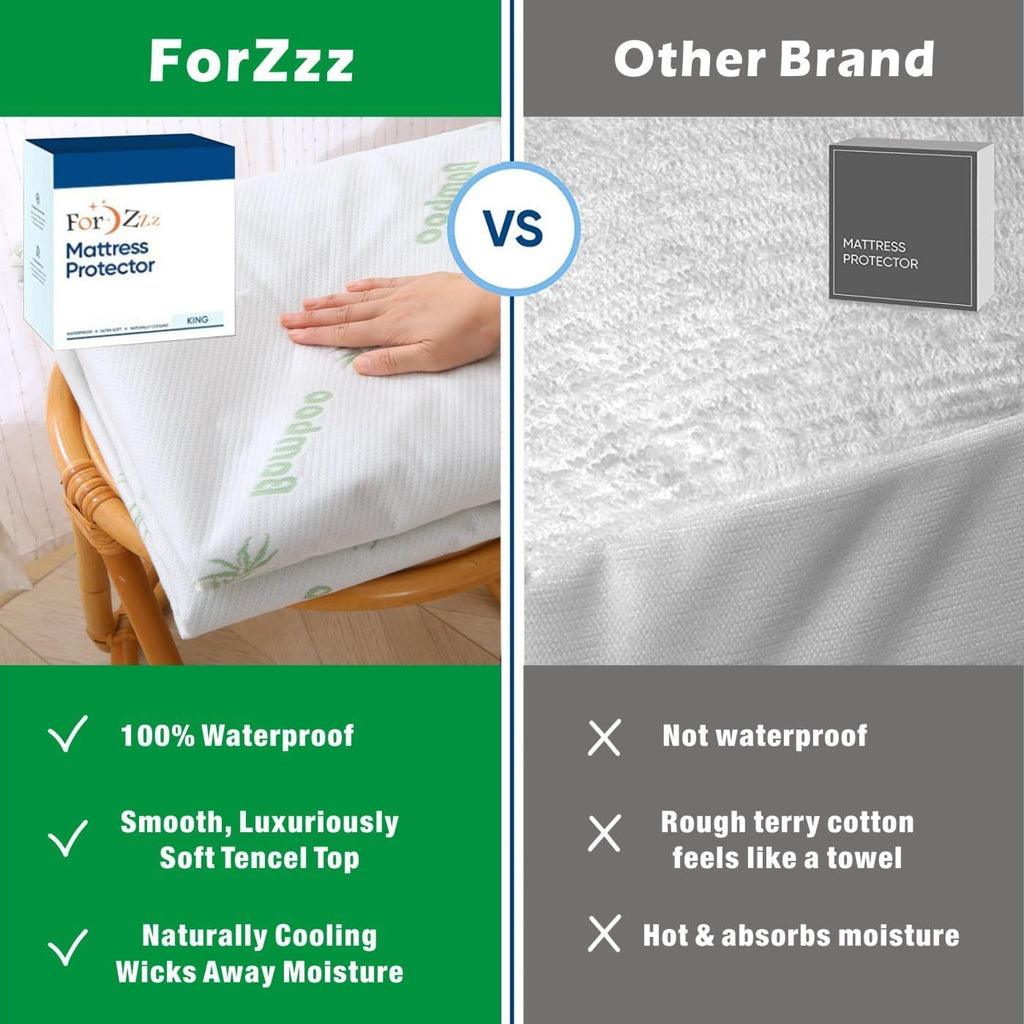 Bamboo Mattress Protector,Breathable Waterproof Mattress Cover,3D Air Fabric Cooling Bed Pad Cover, Deep Pocket 40cm(King,Green)