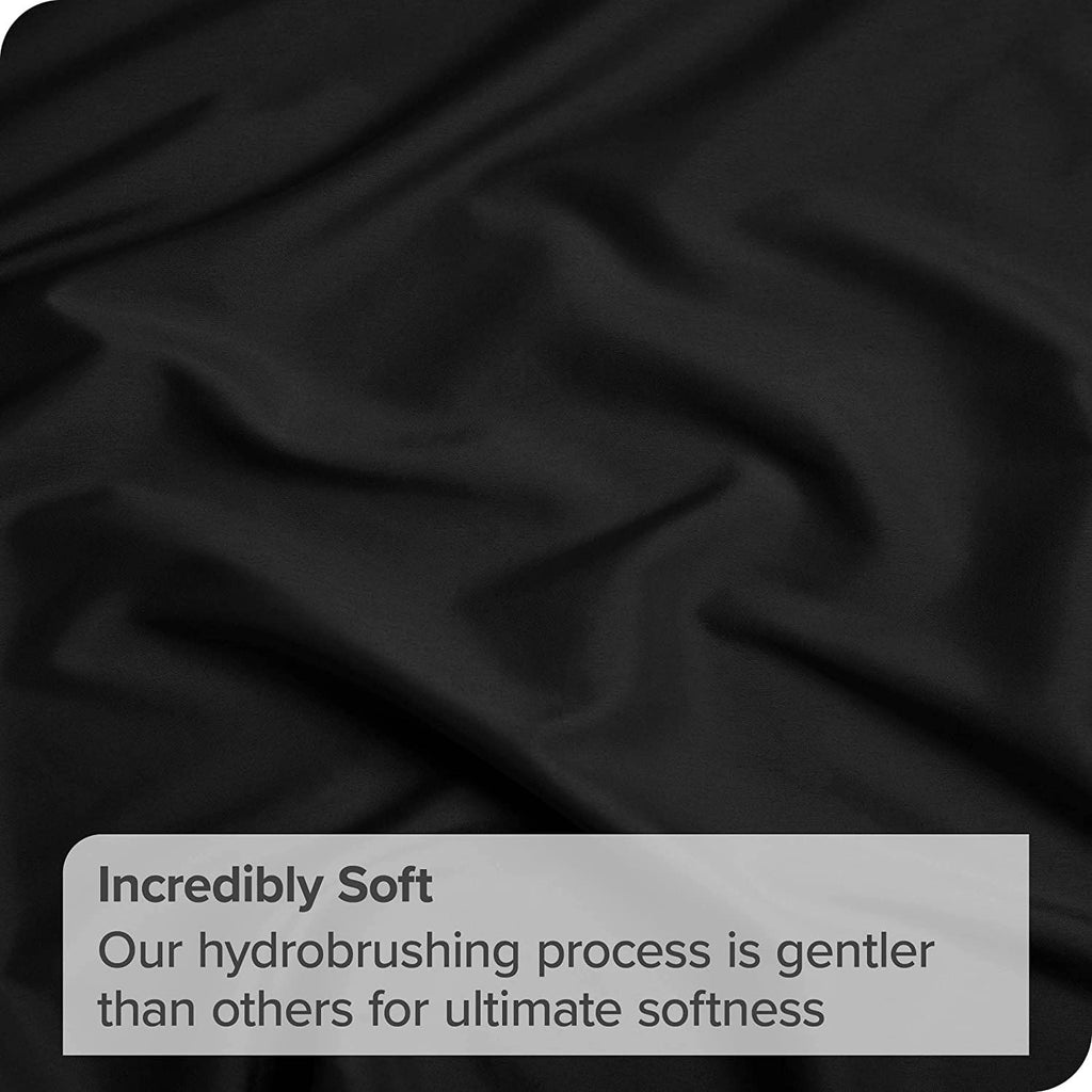 Hotel Quality Fitted Sheet - 1 Piece Fitted Sheet  -Breathable Bedding - Wrinkle, Fade, Stain Resistant- 16inch/40cm Deep Pocket Fitted Bed Sheet-Wrinkle and Fade Resistant,(Black,King Single)