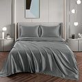 Art Silk Satin Sheet Set Hotel 4 Pieces Fitted/Flat Sheet Bedding Set-Luxury Soft Silky Sheets for Hair and Skin, Similar to Silk Bed Sheets Set 4 Pieces(Queen,Grey)