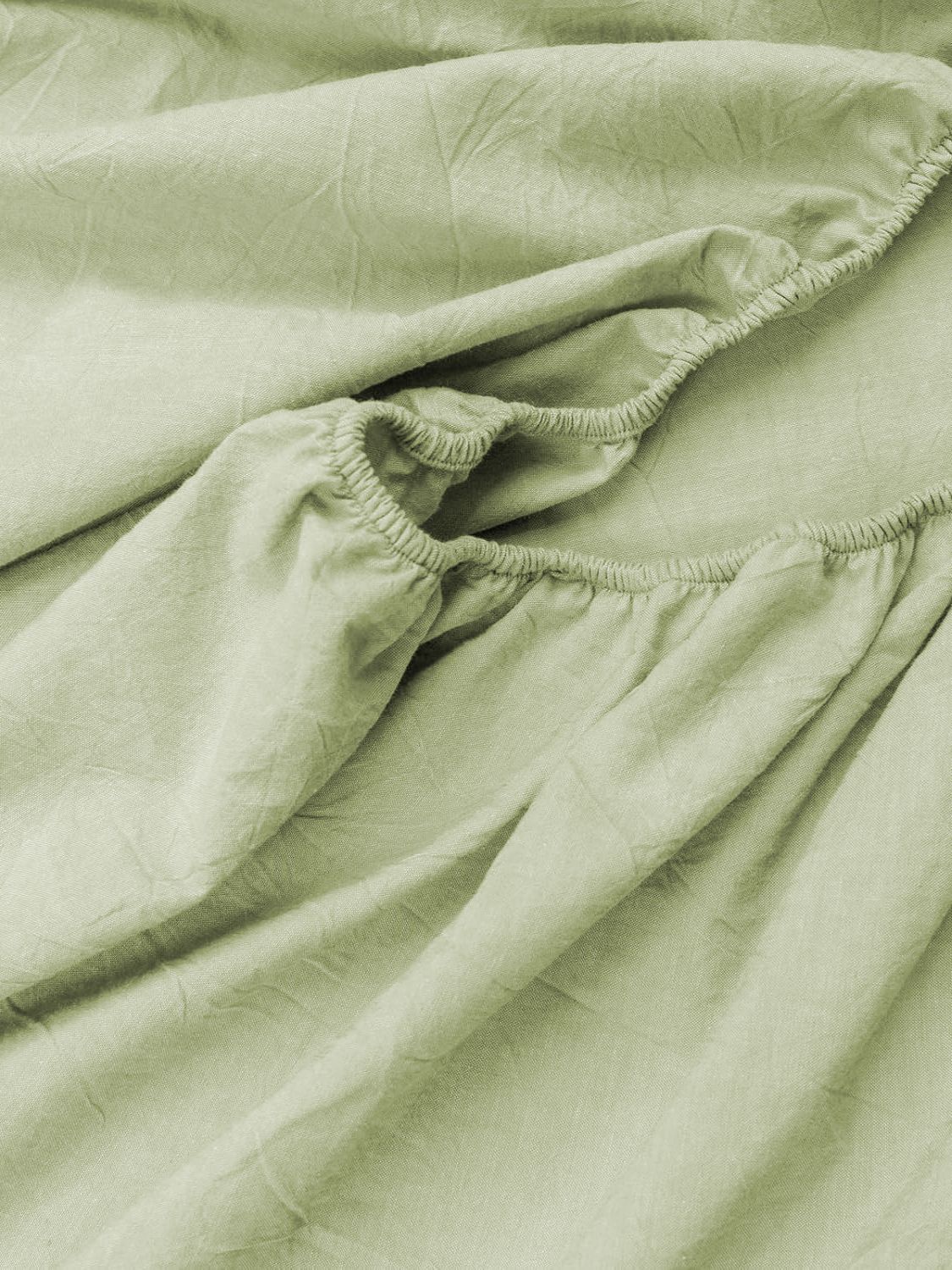 100% Cotton Fitted Sheet - Super Soft 40cm Deep Pocket Bottom Sheets - White Elastic Sheet（Double,Green beans)