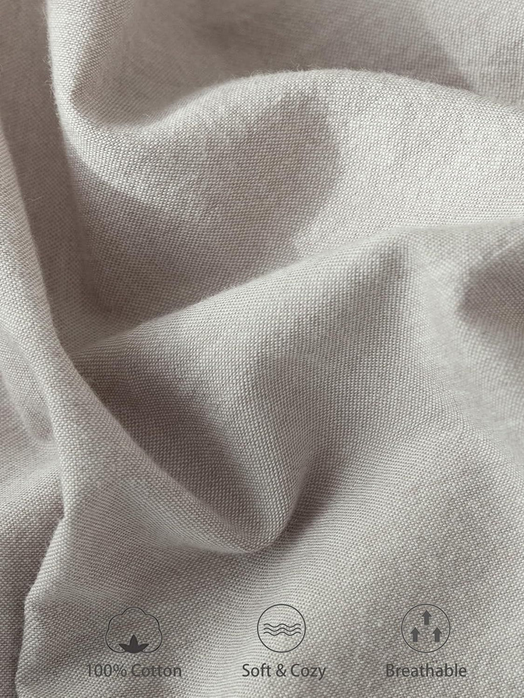 100% Cotton Fitted Sheet - Super Soft 40cm Deep Pocket Bottom Sheets - White Elastic Sheet（Double,Grey)