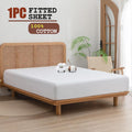 100% Cotton Fitted Sheet - Super Soft 40cm Deep Pocket Bottom Sheets - White Elastic Sheet（Queen,White)