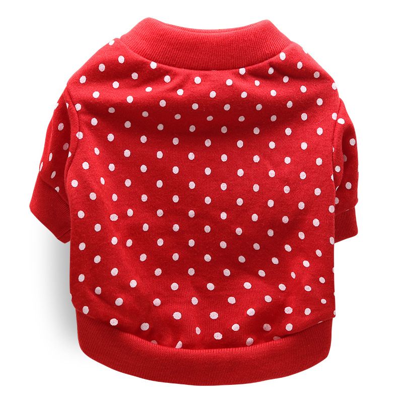 DROOLING DOG Pet Dog Cat Clothes Cotton T Shirt Red (dot) M Size: M; Neck (cm): 28-32; Bust (cm): 38-44; Back length (cm): 26-30; Recommended pet weight (kg): 4.5 - 7.0