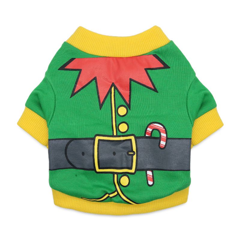 DROOLING DOG Pet Dog Cat Clothes Cotton T Shirt Green bottom with red edges (spoiled shoes) Size: L; Neck (cm): 32-38; Bust (cm): 44-50; Back length (cm): 31-35; Recommended pet weight (kg): 7.0 - 10.0