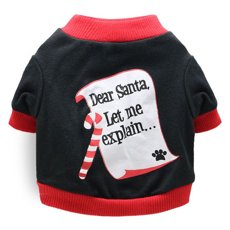 DROOLING DOG Pet Dog Cat Clothes Cotton T Shirt Black with Red Edge (Envelope) Size: L; Neck (cm): 32-38; Bust (cm): 44-50; Back length (cm): 31-35; Recommended pet weight (kg): 7.0 - 10.0